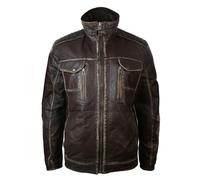 Infinity Leather Men's Distressed Jacket Washed Leather Brown Black Rub Off - Brown - Medium