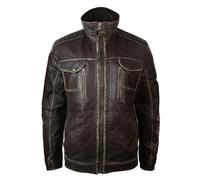 Infinity Leather Men's Distressed Jacket Washed Leather Brown Black Rub Off - Brown - Small