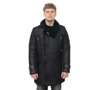 Infinity Leather Men's Double Breasted Sheepskin Reefer Coat-Ledbury in Black | Size: 5XL Infinity Leather Black 5XL