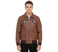 Infinity Leather Men's Flying Leather Bomber G-1 Aviator Collar Jacket - Hudson in Tan | Size: Medium Infinity Leather Tan M