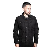 Infinity Leather Men's Goat Suede Leather Trucker Jacket-Taraz in Black | Size: 5XL Infinity Leather Black 5XL