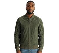 Infinity Leather Men's Goat Suede MA-1 Bomber Jacket-Antalya in Green | Size: 3XL Infinity Leather Green 3XL