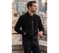 Infinity Leather Men's Goat Suede MA-1 Bomber Jacket-North in Black | Size: 3XL Infinity Leather Black 3XL