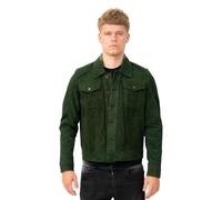 Infinity Men's Trucker Casual Khaki Goat Suede Leather Shirt Jeans Jacket S