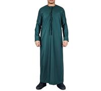 Infinity Leather Men's Green Thobe Emirati Islamic Jubba Robe Eid Tassel Slim Fit