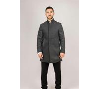 Infinity Leather Men's Grey Stand Collar Wool Blend Overcoat - Grey - 50