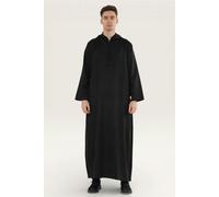 Infinity Leather Men's Hooded Eid Moroccan Jubba Robe Ramadan Eid Thobe - HM12 - Black - 58