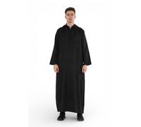 Infinity Leather Men's Hooded Eid Moroccan Jubba Robe Ramadan Eid Thobe - HM12 in Black | Size: 58L Infinity Leather Black 58L