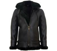 Infinity Leather Men's Hooded Sheepskin Leather B3 Flying Jacket-Columbus in Black | Size: 2XL Infinity Leather Black 2XL