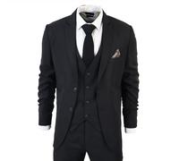 Infinity Leather Men's IM1 Classic Plain 3 Piece Suit in True Black | Size: 50R Infinity Leather True Black 50R