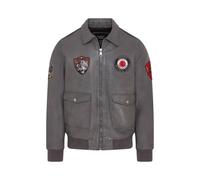 Infinity Leather Men's Leather Bomber G-1 Aviator Collar Jacket - Maverick in Grey | Size: Medium Infinity Leather Grey M