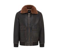 Infinity Leather Men's Leather Bomber Sheepskin Collar G-1 Pilot Jacket - Trick in Brown | Size: Medium Infinity Leather Brown M