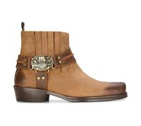 Infinity Leather Mens Leather Cowboy Ankle Boots Brown Tan Biker Western Square Toe Hunting Boot - Tan - UK 6 | EU 40 | US 7