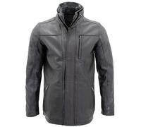 Infinity Leather Men's Leather Mid Length Coat-Hanoi in Black | Size: Small Infinity Leather Black S
