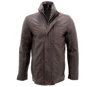 Infinity Men's Mid Length Classic Warm Brown Leather Jacket 5XL