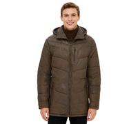 Infinity Leather Men's Leather Quilted Jacket Detachable Hood Puffer Winter Coat - Orion in Brown | Size: Medium Infinity Leather Brown M