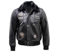 Infinity Leather Men's Leather US Air Force Bomber Jacket-Wellington in Black | Size: 4XL Infinity Leather Black 4XL