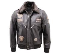 Infinity Leather Men's Leather US Air Force Bomber Jacket-Wellington in Brown | Size: Large Infinity Leather Brown L