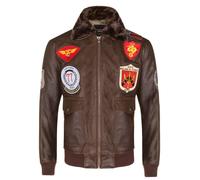 Infinity Leather Men's Leather US Aviator Bomber Jacket - Warsaw in Brown | Size: 3XL Infinity Leather Brown 3XL