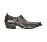Infinity Leather Men's Leather Western Shoes Black Cuban Cowboy Winklepickers Classic Buckle Shoe - Black - UK 6 | EU 40 | US 7