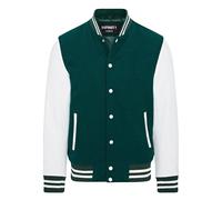 Infinity Leather Men's Letterman Baseball Wool Leather Varsity Bomber Jacket - Genoa in Bottle Green | Size: 5XL Infinity Leather Bottle Green 5XL