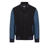 Infinity Leather Men's Letterman Baseball Wool Leather Varsity Bomber Jacket - Genoa in Jet Black | Size: 5XL Infinity Leather Jet Black 5XL