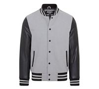 Infinity Leather Men's Letterman Baseball Wool Leather Varsity Bomber Jacket - Genoa in Mid Grey | Size: 5XL Infinity Leather Mid Grey 5XL