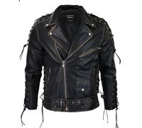 Infinity Leather Men's Live To Ride Cow Hide Leather Jacket Original Cross Zip Brando Biker Motorcycle - X-Small