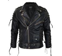 Infinity Leather Men's Live To Ride Cow Hide Leather Jacket Original Cross Zip Brando Biker Motorcycle - Large
