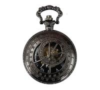 Infinity Leather Men's Mechanical Black Pocket Watch Peaky Vintage Double Hunter Automatic