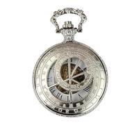 Infinity Leather Men's Mechanical Silver Pocket Watch Peaky Vintage Double Hunter Automatic