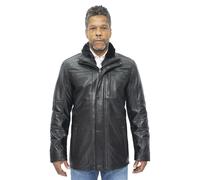 Infinity Men's Mid Length Classic Warm Black Leather Jacket L
