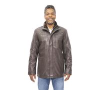 Men's Mid Length Classic Warm Brown Leather Jacket Coat