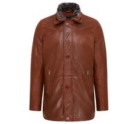 Infinity Leather Men's Mid-Length Warm Leather Trench Coat - Varkaus in Tan | Size: 5XL Infinity Leather Tan 5XL