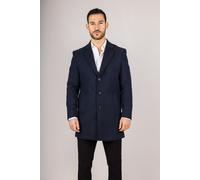 Infinity Leather Men's Notched Lapel Collar Wool Blend Overcoat in Blue | Size: 48R Infinity Leather Blue 48R