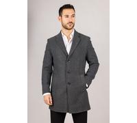 Infinity Leather Men's Notched Lapel Collar Wool Blend Overcoat in Grey | Size: 50R Infinity Leather Grey 50R