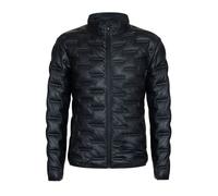 Infinity Leather Men's Quilted Puffer Leather Bomber Jacket - Torpoint in Black | Size: Medium Infinity Leather Black M