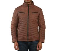 Infinity Leather Men's Quilted Puffer Soft Napa Leather Jacket - Tan - 5XL
