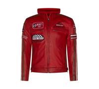 Infinity Leather Men's Racing Hooded Leather Biker Jacket-Detroit in Red | Size: 5XL Infinity Leather Red 5XL