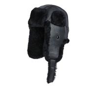 Unisex B3 Russian Ushanka RAF Aviator Shearling Sheepskin Leather Trapper Flying Hat Black