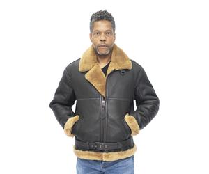 Infinity Leather Mens RAF Sheepskin Aviator Jacket-Colchester - Brown - Size 2XL
