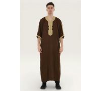 Infinity Leather Men's Ramadan Moroccan Thobe Robe Djellaba Gandoura Eid Jubba- HM67 - Brown Beige - 52
