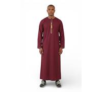 Infinity Leather Men's Ramadan Moroccan Thobe Robe Emirati Eid Jubba- TT-003 in Burgundy | Size: 54L Infinity Leather Burgundy 54L