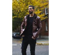 Infinity Leather Men's Reefer Leather Jacket - Tadcaster in Tan | Size: 2XL Infinity Leather Tan 2XL