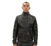 Infinity Leather Mens Retro Biker Jacket-Toronto - Black - Size X-Large