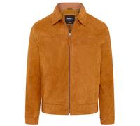 Infinity Leather Men's Retro Classic Suede Leather Harrington Biker Jacket - Bryne in Tan | Size: 2XL Infinity Leather Tan 2XL