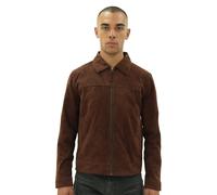 Infinity Leather Men's Retro Goat Suede Leather Harington Jacket-Zurich in Brown | Size: 3XL Infinity Leather Brown 3XL