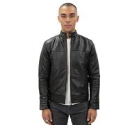 Infinity Leather Men's Retro Leather Biker Jacket-Amsterdam in Black | Size: 3XL Infinity Leather Black 3XL