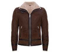 Infinity Leather Men's Retro Pilot Sheepskin Leather Biker Jacket-Bogota in Tan | Size: Small Infinity Leather Tan S