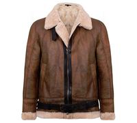 Infinity Leather Men's Sheepskin Aviator Jacket- KANSAS in Brown | Size: Small Infinity Leather Brown S